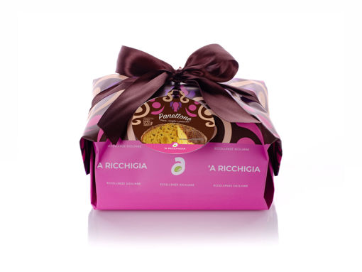 Immagine di PANETTONE PESCA, VANIGLIA E PISTAC. GR.750 INCART. A MANO